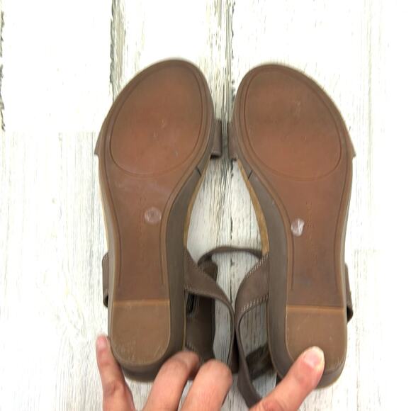 Lucky Brand Women’s 10 Tan Leather Strappy Wedge Ankle Strap Sandals - Picture 7 of 8